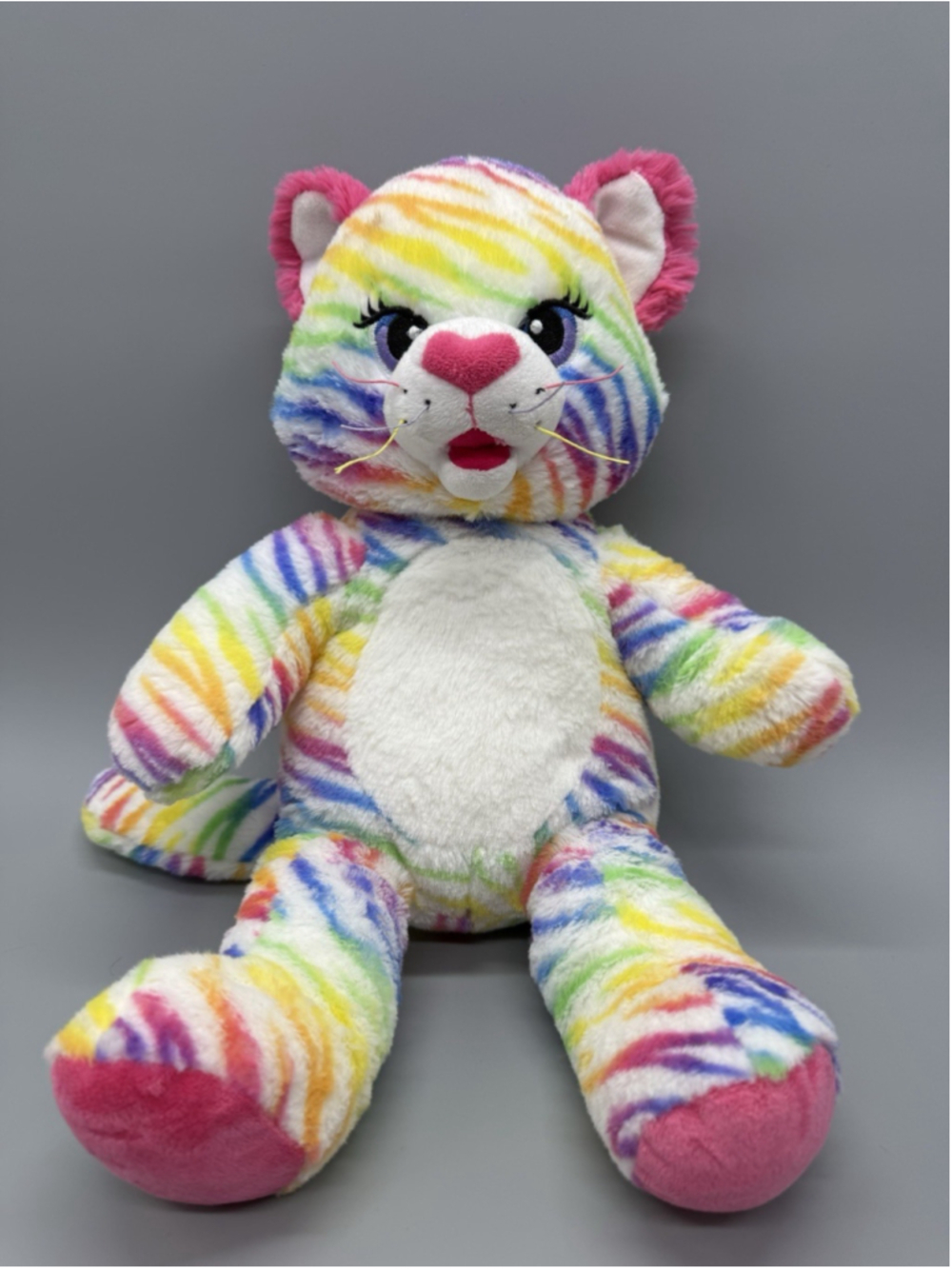 Build A Bear Rainbow Tiger Cat Plush Friends Kitty 16" Stripe Colorful Retired